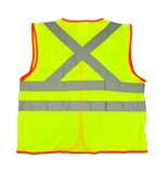 High Visibility Fluorescent Safety Vest- Class 2 - with 2 pockets - Yellow w/ orange trim, 2 pockets, "X" - Safety - Equine Comfort Products