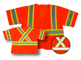 Premium High Visibility Fluorescent Safety Vest - Class 3 - with pockets - Orange, Zippered front, 2 Pockets, "X" back design - Safety - Equine Comfort Products
