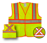 Deluxe High Visibility Fluorescent Safety Vest - Class 2 - Yellow, Velcro closure, 2 pockets, "X" on back - Safety - Equine Comfort Products