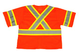 Premium High Visibility Fluorescent Safety Vest - Class 3 - with pockets - Orange, Zippered front, 2 Pockets, "X" back design - Safety - Equine Comfort Products