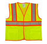 Deluxe High Visibility Fluorescent Safety Vest - Class 2 - Yellow, Velcro closure, 2 pockets, "X" on back - Safety - Equine Comfort Products