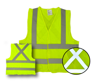 High Visibility Flourescent Safety Vest - Class 2 - Mesh - 3 Pack - Yellow, "X" design on back - Safety - Equine Comfort Products