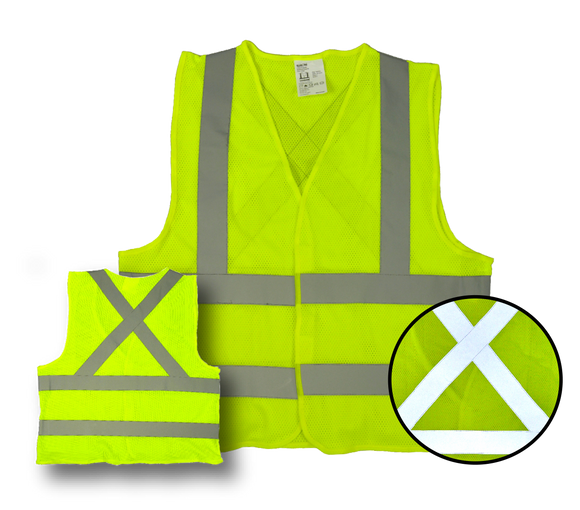 High Visibility Flourescent Safety Vest - Class 2 - Mesh - 3 Pack - Yellow, 