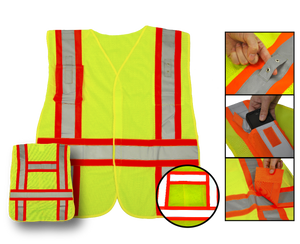 Deluxe High Visibility Fluorescent Safety Vest - Class 2 - 5-Point Break Away Design - Yellow, 2 pockets - Safety - Equine Comfort Products